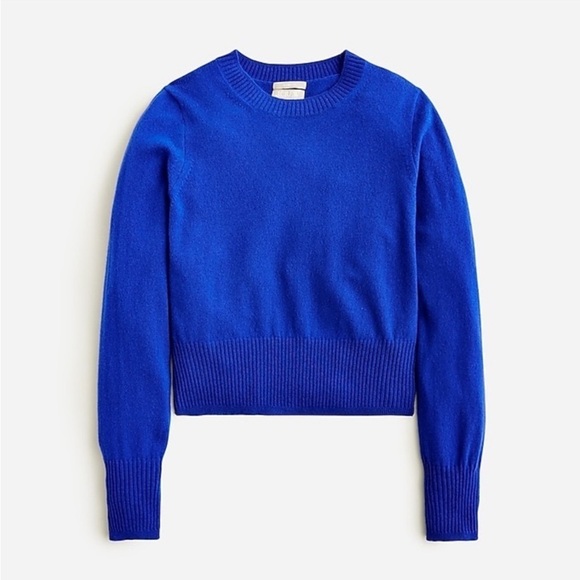 NWT Blue JCrew 100% Cashmere Croppd Fit Crewneck Sweater- Size 3X - Picture 2 of 6